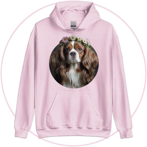 Beautiful cavalier wearing a crown of flowers.