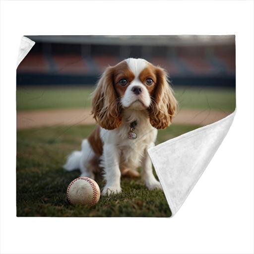 Cavalier pup on the baseball field